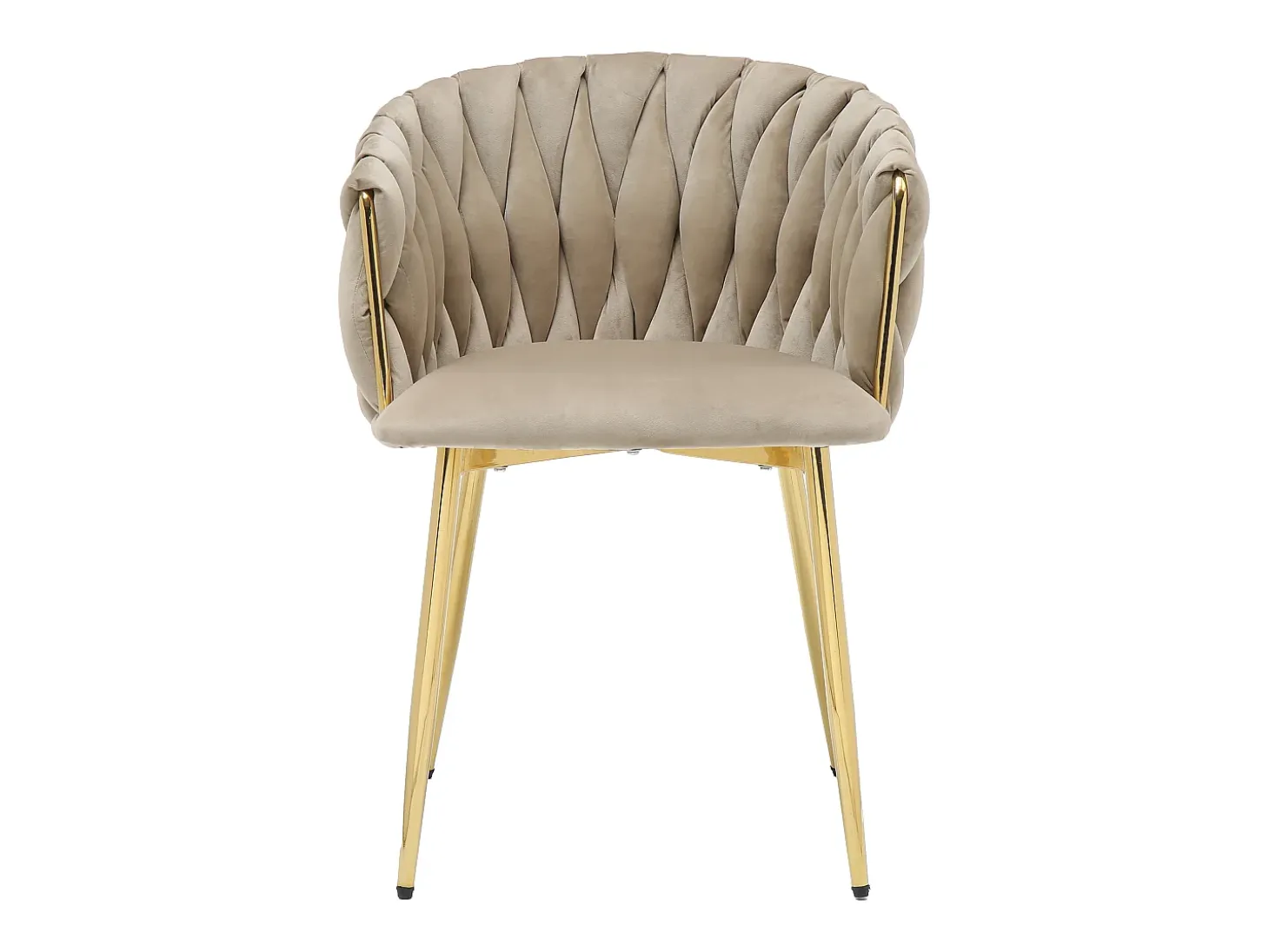 Conjunto de 6 sillas de terciopelo y metal dorado - Beige - ELEGANO