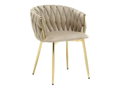 Conjunto de 6 sillas de terciopelo y metal dorado - Beige - ELEGANO