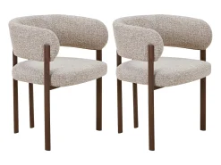 Conjunto de 2 sillas de tejido tweed y metal efecto madera - Topo y Natural oscuro - CIBARO
