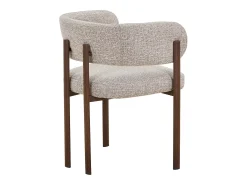 Conjunto de 2 sillas de tejido tweed y metal efecto madera - Topo y Natural oscuro - CIBARO