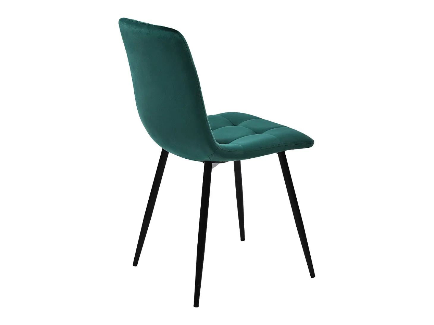 Conjunto de 4 sillas de terciopelo verde con patas de metal negro