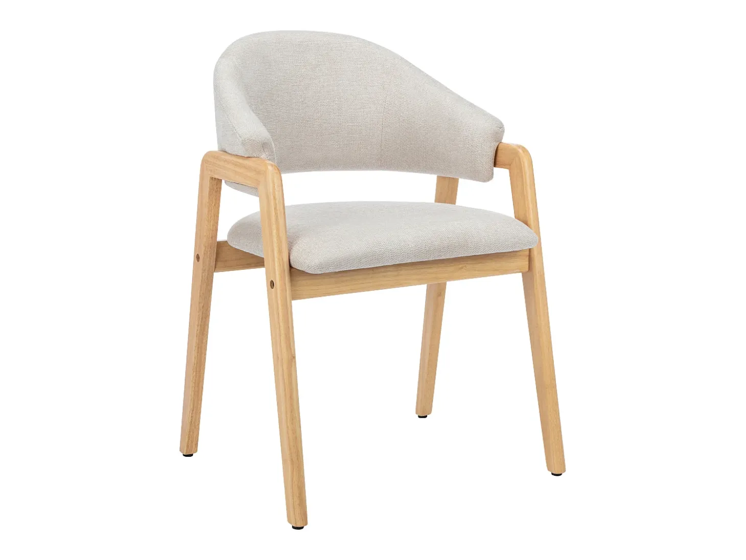 Conjunto de 2 sillas de tela y madera de caucho - Beige y natural - SOLUNA