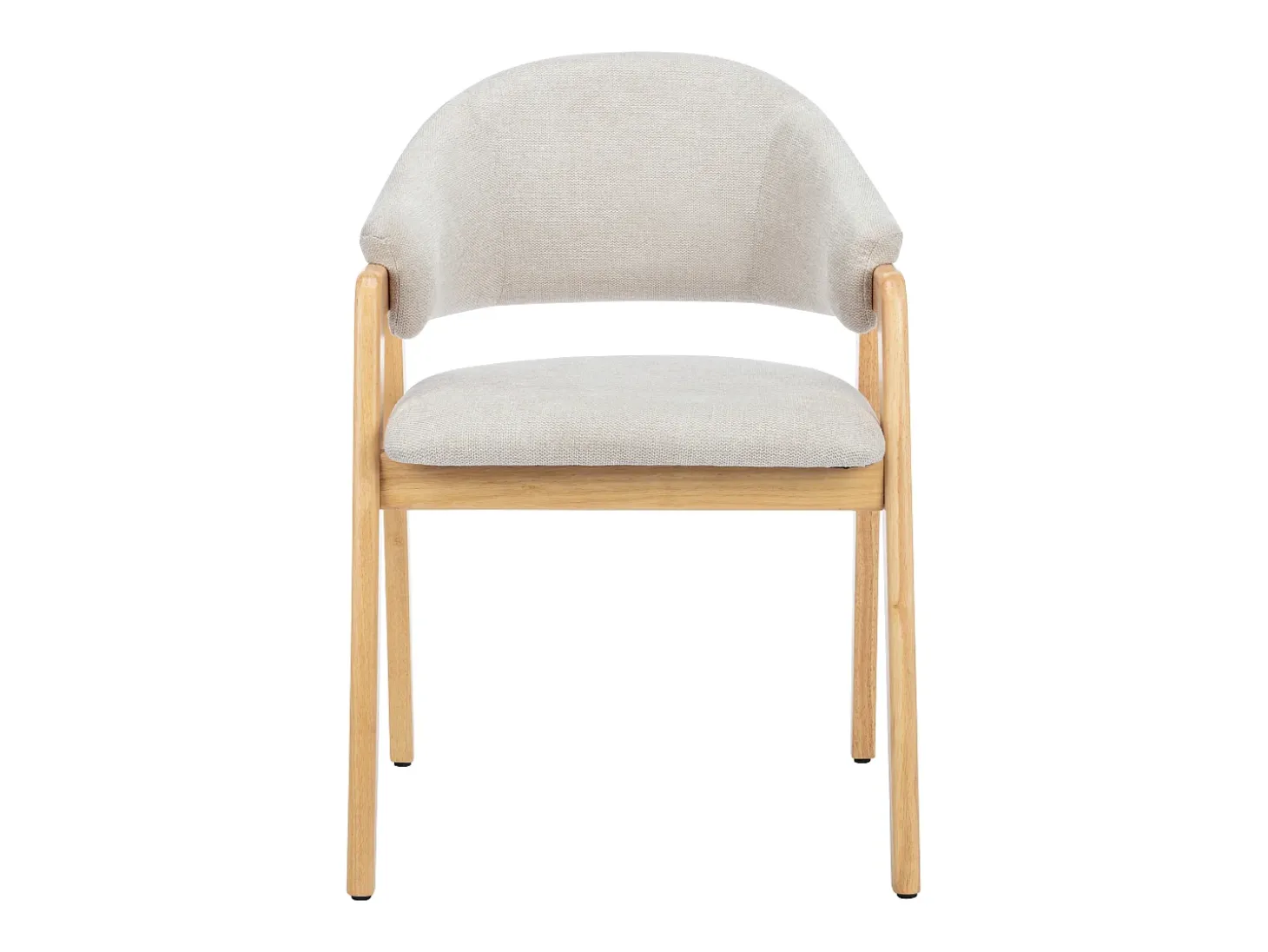 Conjunto de 2 sillas de tela y madera de caucho - Beige y natural - SOLUNA