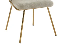 Conjunto de 6 sillas de tela y metal dorado - Beige - LUXIVA