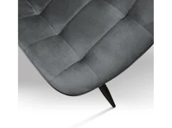 Conjunto de 4 sillas de tela con efecto terciopelo gris y patas de metal negro - BARCELLONA