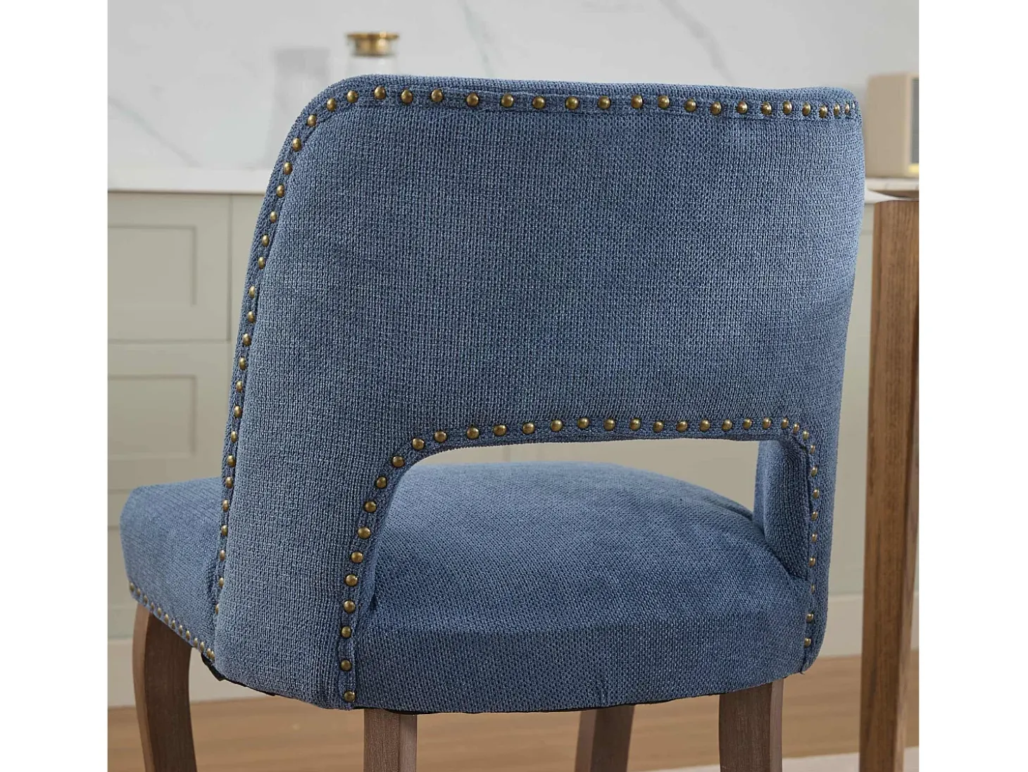 Conjunto de 2 sillas de tela y madera - Diseño hueco - Azul