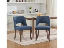 Conjunto de 2 sillas de tela y madera - Diseño hueco - Azul