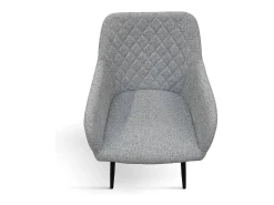 Conjunto de 2 sillas de tela gris y patas de metal negro, con reposabrazos - LISBONA