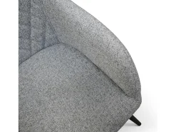 Conjunto de 2 sillas de tela gris y patas de metal negro, con reposabrazos - LISBONA