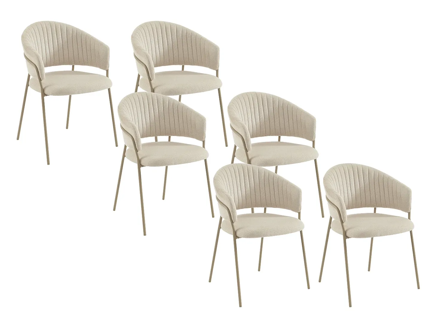 Conjunto de 6 sillas de tela texturizada y metal - Beige - MADOLIA de Pascal Morabito