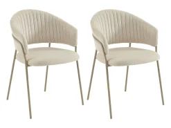 Conjunto de 2 sillas de tela texturizada y metal - Beige - MADOLIA de Pascal Morabito