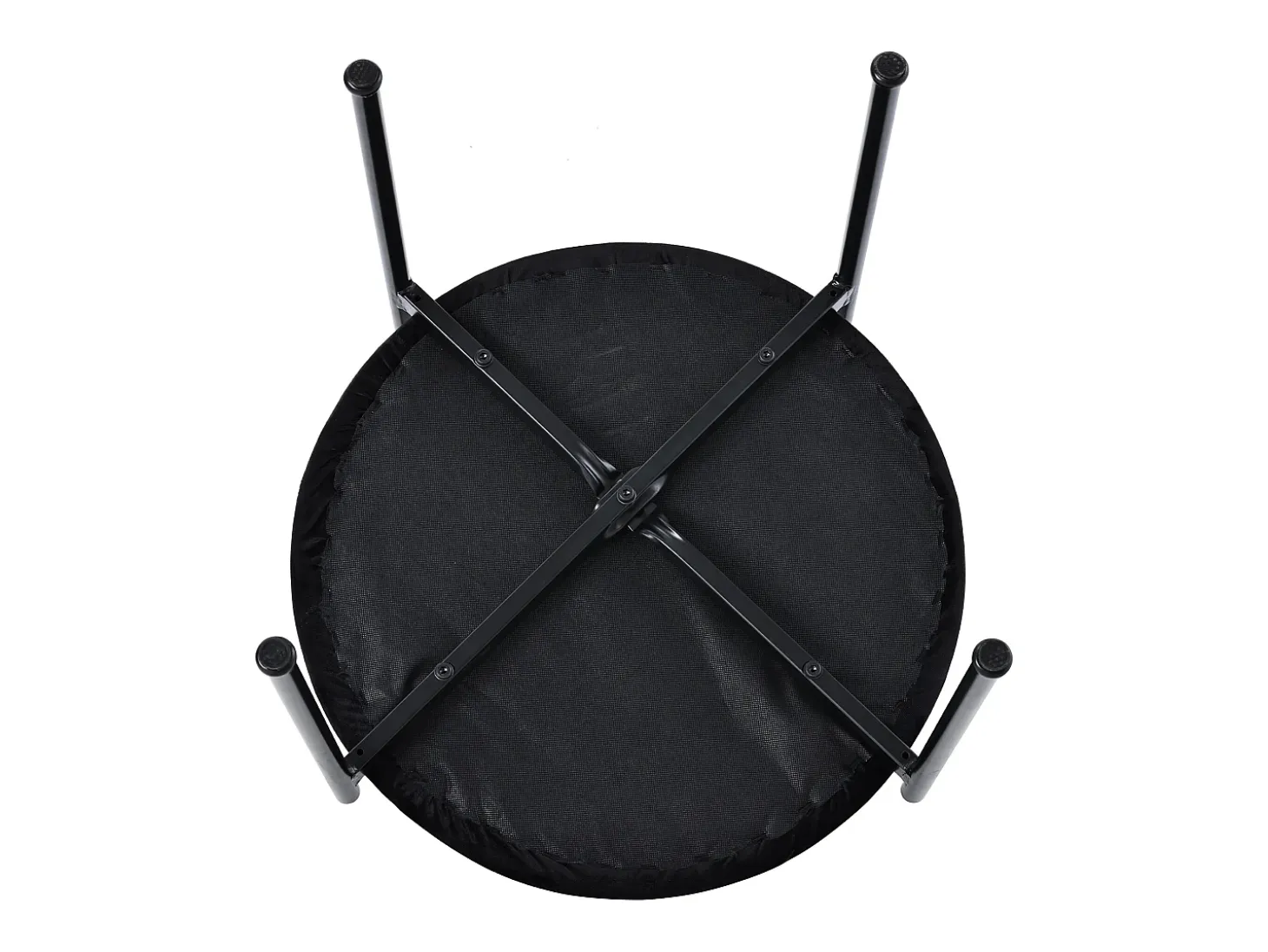 Conjunto de 4 sillas de terciopelo con respaldo de ratán y patas de metal negro - negro