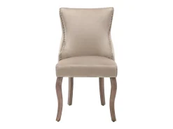 Conjunto de 4 sillas de terciopelo beige - Silla de 4 patas con costura de botones estructura de madera maciza para comedor - 91x50x49cm