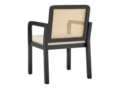 Conjunto de 4 sillas de terciopelo con respaldo de ratán - Negro y natural claro