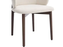 Conjunto de 2 sillas en tela texturizada y madera de hevea - Crema - LUMELY