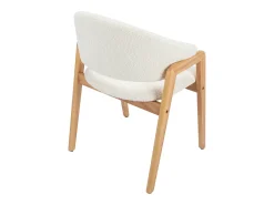 Conjunto de 6 sillas en tejido bouclé y madera de caucho - Blanco y natural - SOLUNA