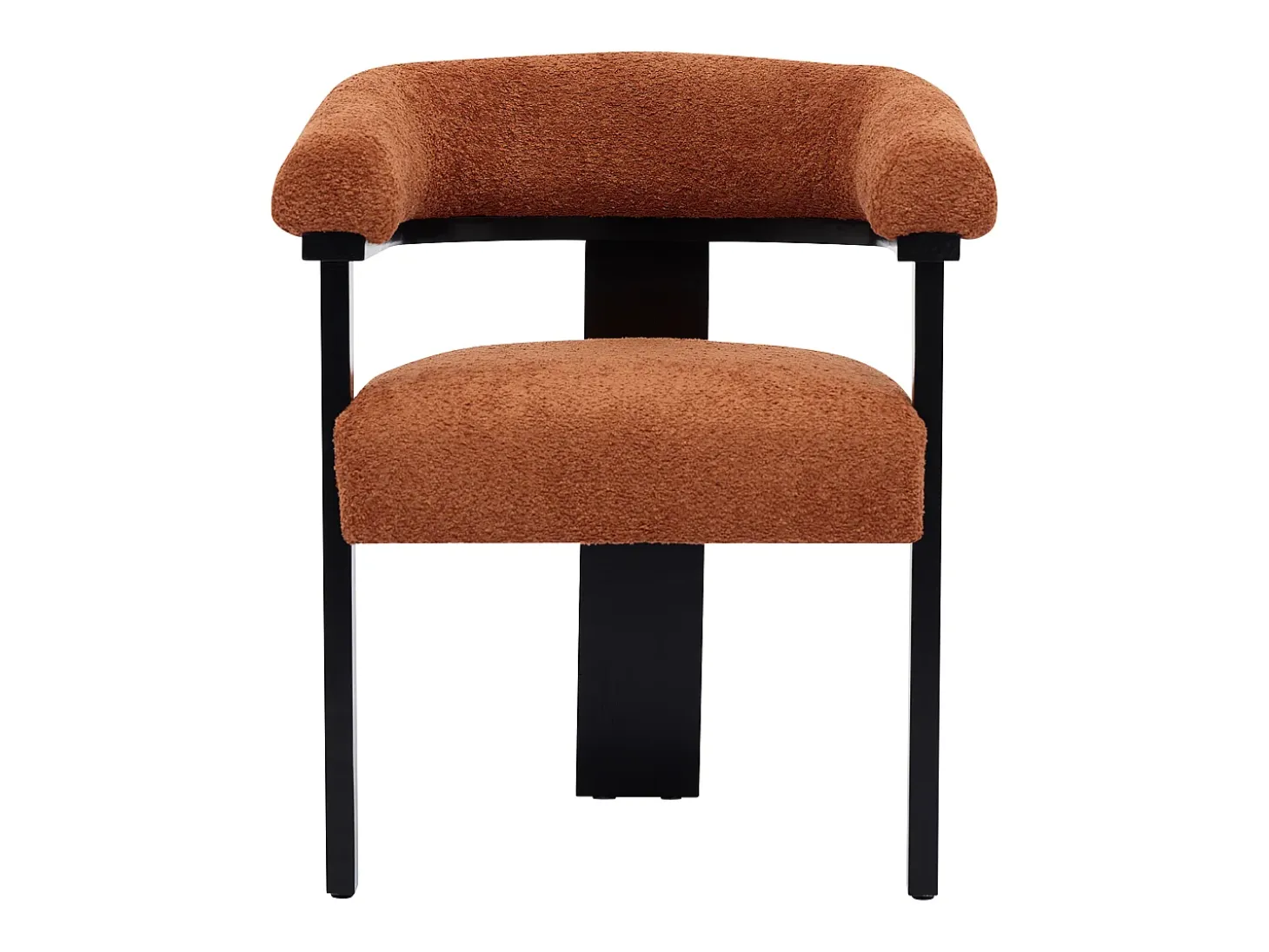 Conjunto de 2 sillas en tela bouclé y madera de hevea - Terracota y negro - LIVELIA