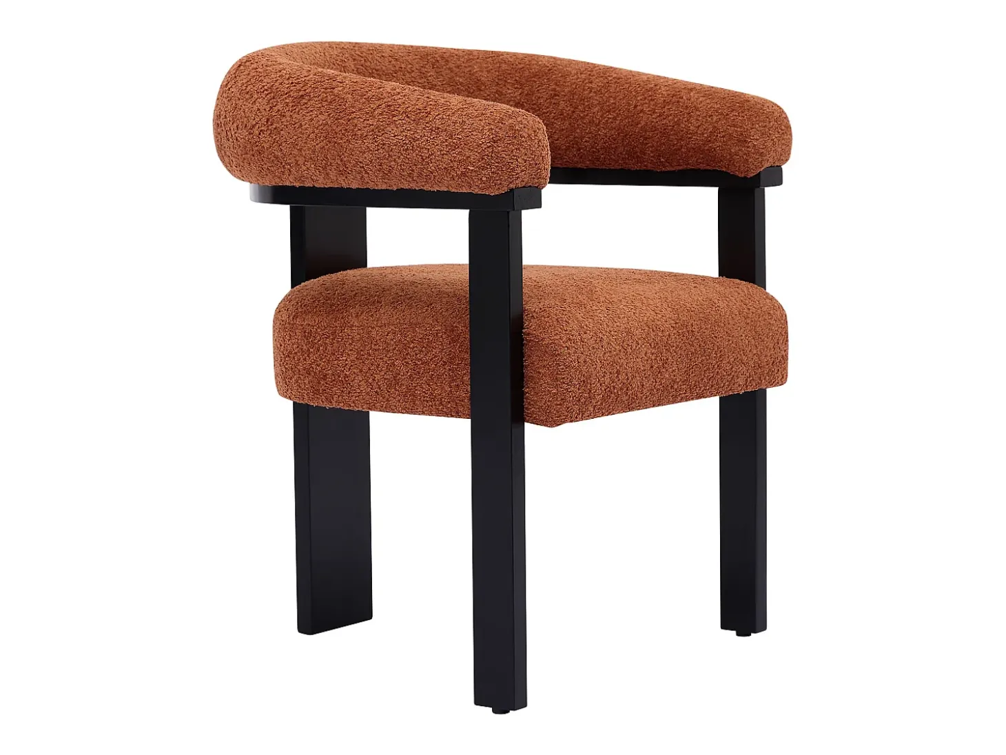 Conjunto de 2 sillas en tela bouclé y madera de hevea - Terracota y negro - LIVELIA