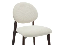Conjunto de 2 sillas en tela texturizada y madera de hevea natural oscura - Crema - MARLENI