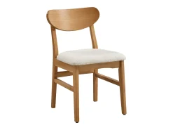 Conjunto de 2 sillas en tela texturizada y madera de hevea natural - Crema - LERANIA