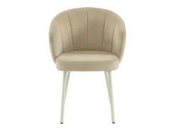 Conjunto de 6 sillas en tela y metal blanco - Beige - TANURY