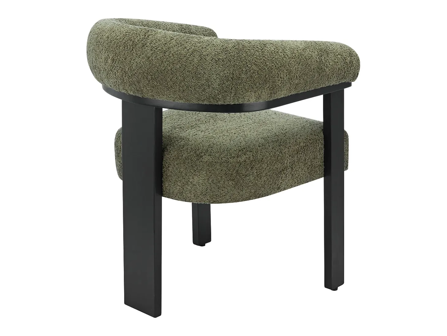 Conjunto de 2 sillas en tela bouclé y madera de hevea - Verde caqui y negro - LIVELIA