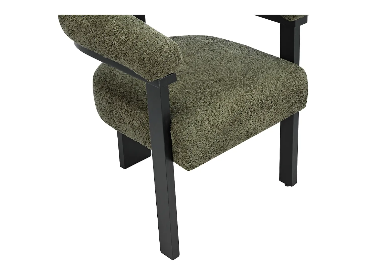 Conjunto de 2 sillas en tela bouclé y madera de hevea - Verde caqui y negro - LIVELIA