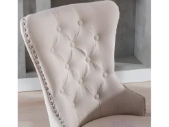 Conjunto de 2 sillas escandinavas - tela de lino - con patas de roble - Beige