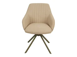Conjunto de 2 sillas giratorias con reposabrazos en tela texturizada y metal bronce - Beige - TIVONA