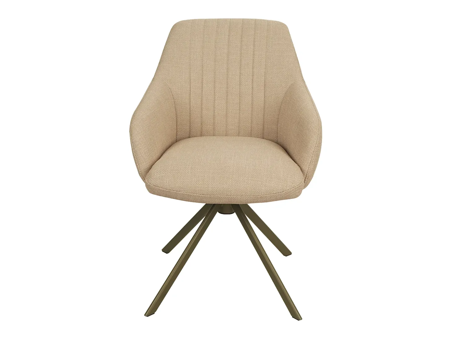 Conjunto de 2 sillas giratorias con reposabrazos en tela texturizada y metal bronce - Beige - TIVONA