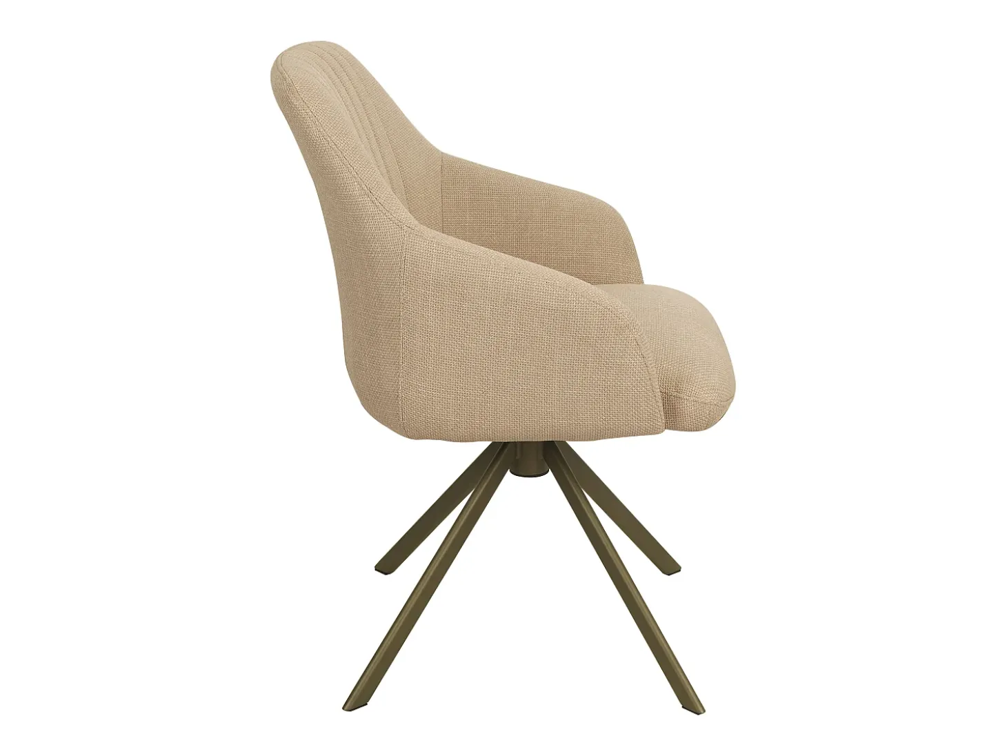 Conjunto de 2 sillas giratorias con reposabrazos en tela texturizada y metal bronce - Beige - TIVONA