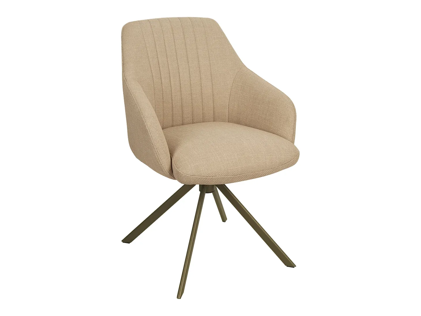 Conjunto de 2 sillas giratorias con reposabrazos en tela texturizada y metal bronce - Beige - TIVONA