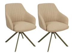 Conjunto de 2 sillas giratorias con reposabrazos en tela texturizada y metal bronce - Beige - TIVONA