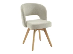 Conjunto de 6 sillas giratorias de tela y madera de roble - Crema - GUSTAVY