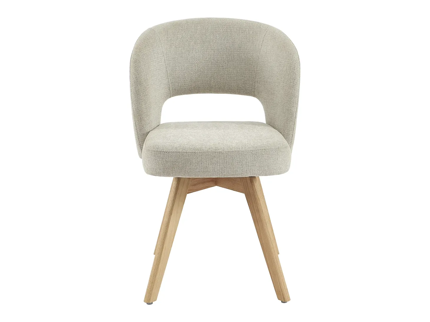 Conjunto de 6 sillas giratorias de tela y madera de roble - Crema - GUSTAVY