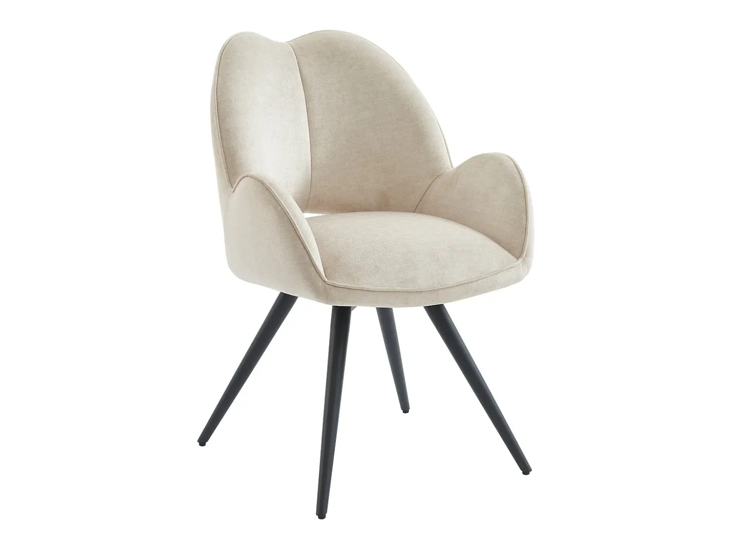 Conjunto de 6 sillas giratorias con reposabrazos en tela y metal negro - Beige - GULSUN