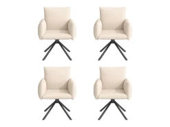 Conjunto de 4 sillas giratorias en terciopelo beige - Patas de metal - Para salón, dormitorio, oficina