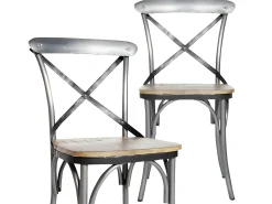 Conjunto de 2 sillas industriales de madera de mango y metal gris envejecido