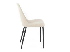 Conjunto de 4 sillas modernas en tejido beige "Giglio" con patas de metal pintado, 46x55 cm, alto 85 cm.