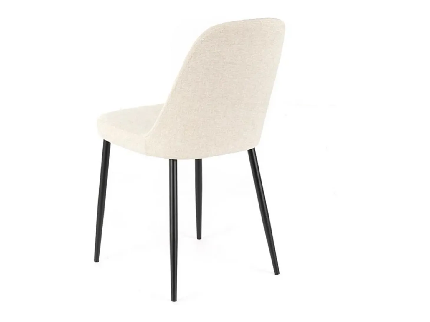 Conjunto de 4 sillas modernas en tejido beige "Giglio" con patas de metal pintado, 46x55 cm, alto 85 cm.