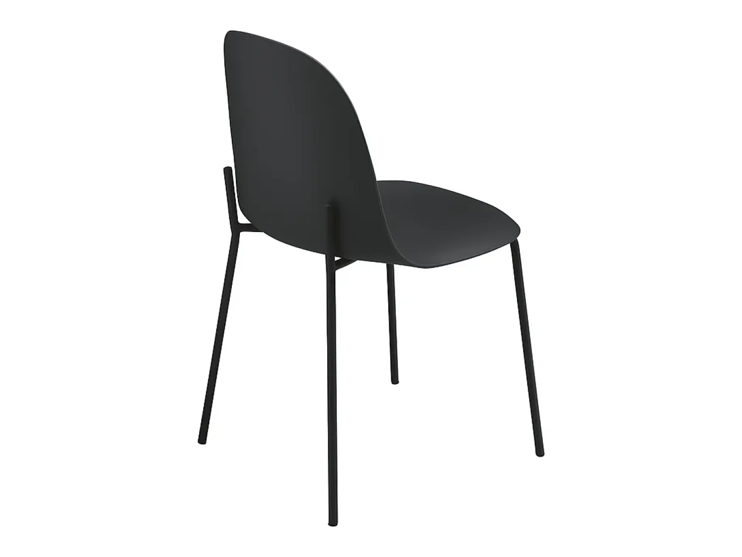Conjunto de 2 sillas modernas "Leandro" en polipropileno negro con estructura de metal cm 45x50 82h