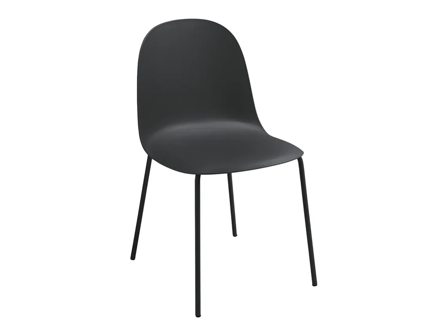 Conjunto de 2 sillas modernas "Leandro" en polipropileno negro con estructura de metal cm 45x50 82h