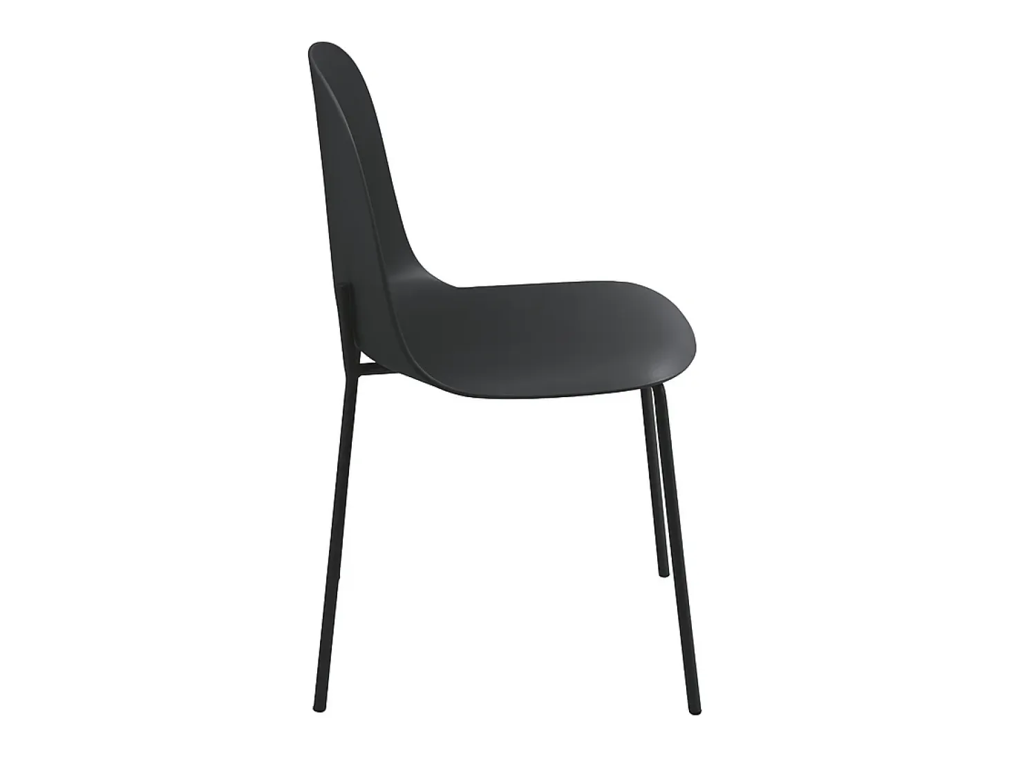 Conjunto de 2 sillas modernas "Leandro" en polipropileno negro con estructura de metal cm 45x50 82h