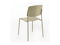 Conjunto de 4 sillas modernas apilables "Giada" de polipropileno amarillo con patas de metal pintado