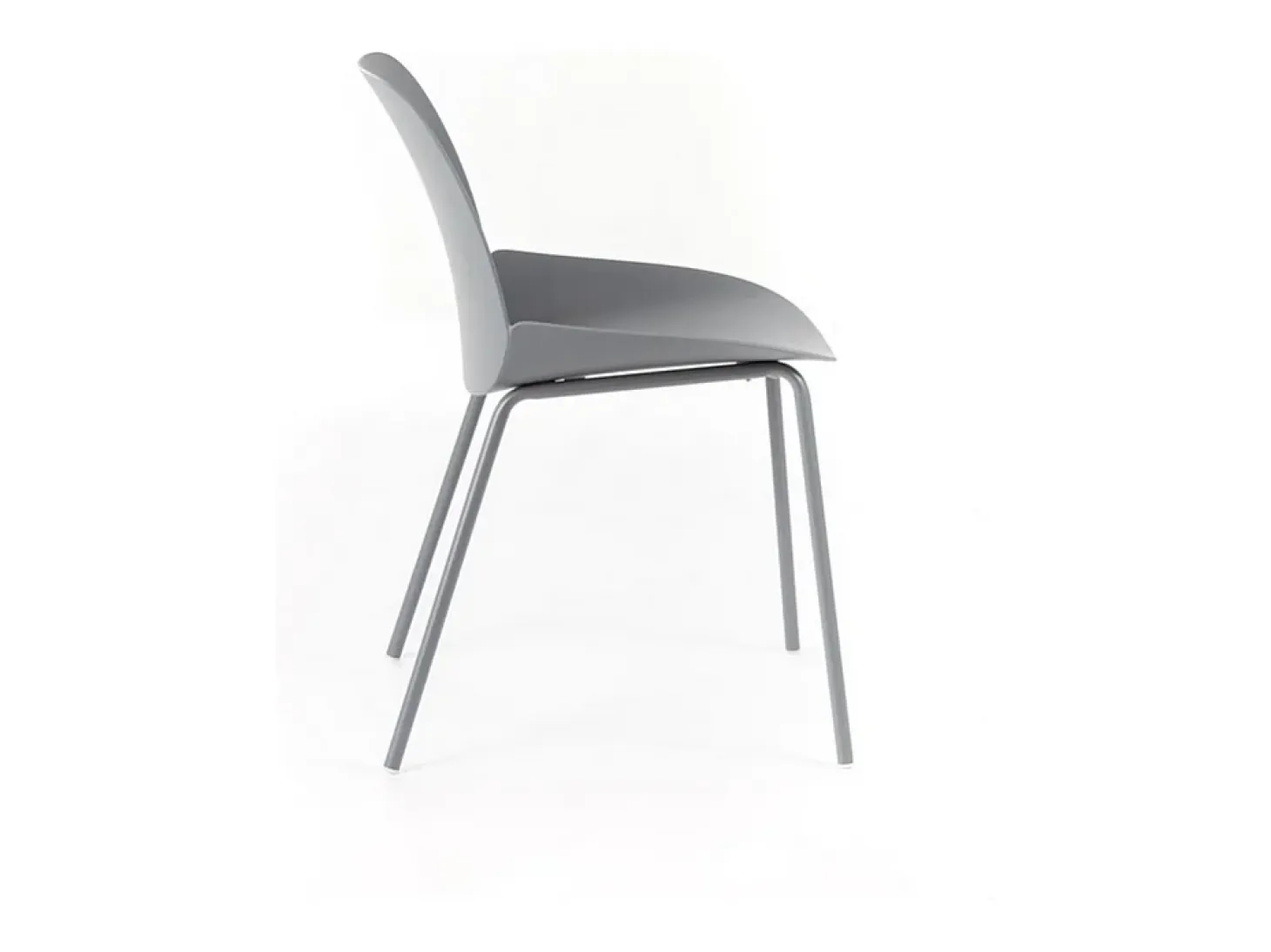 Conjunto de 4 sillas modernas de polipropileno gris "Azzurra" con estructura de metal pintado para salón.