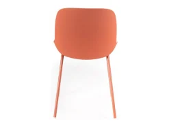 Conjunto de 4 sillas modernas en polipropileno naranja "Azzurra" con estructura de metal pintado para salón.