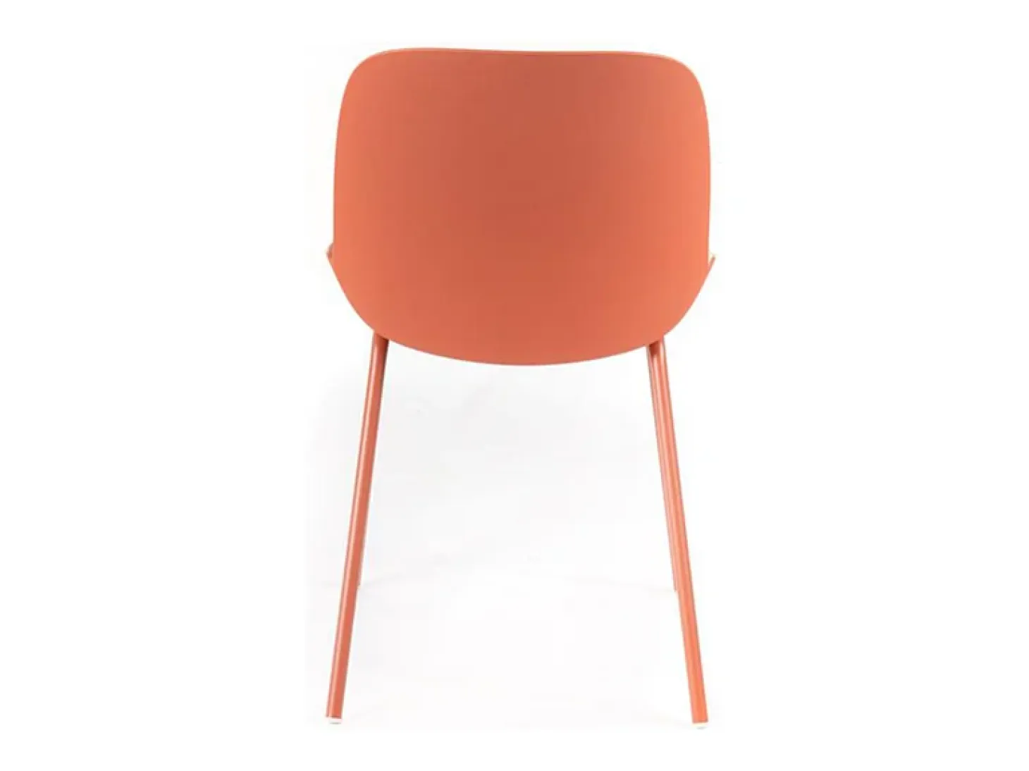 Conjunto de 4 sillas modernas en polipropileno naranja "Azzurra" con estructura de metal pintado para salón.