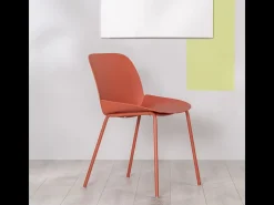 Conjunto de 4 sillas modernas en polipropileno naranja