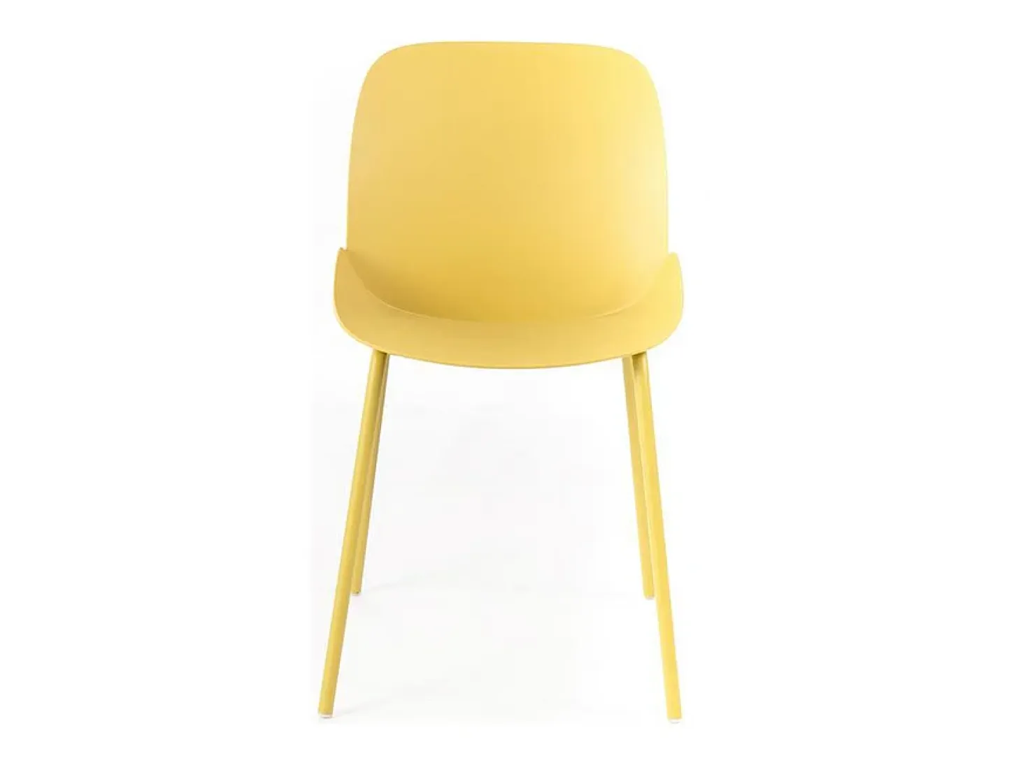 Conjunto de 4 sillas modernas "Azzurra" de polipropileno amarillo con estructura de metal pintado para salón.