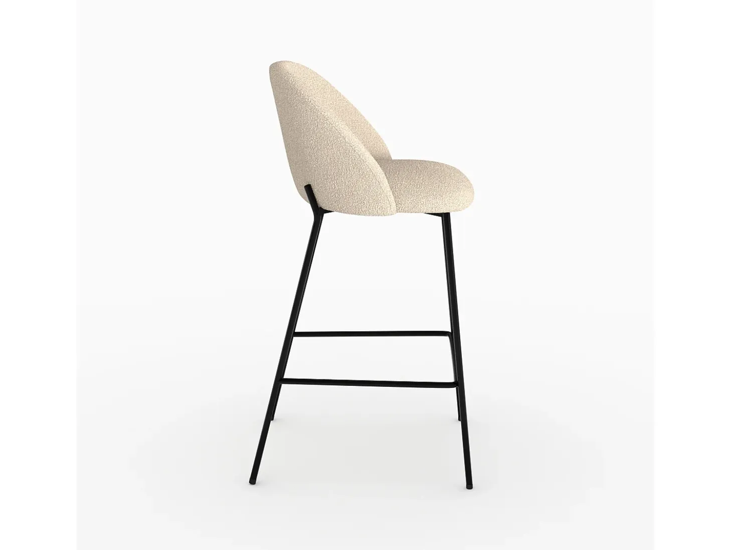 Conjunto de 2 sillas para isla central de tela bouclé beige 66 cm - Karl